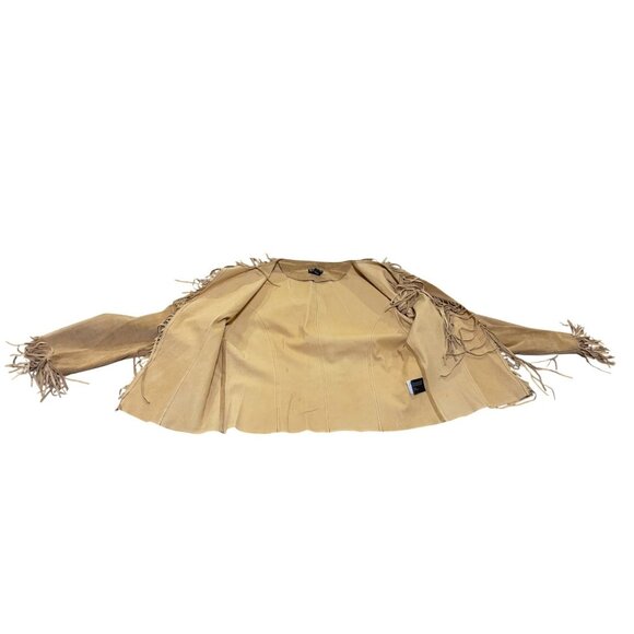 Vintage Suede Fringe Jacket L Tan Western Cowgirl Rodeo Boho 100% Leather - Picture 8 of 12